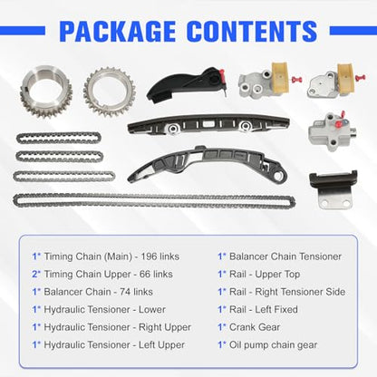 130286KA0A Engine Timing Chain Kit Compatible with Nissan Pathfinder Infiniti QX60 2017-2024 3.5L V6 VQ35DD, Replace 130286KA1B 130706KA1B 130706KA1C 130856KA0A 13091JA10A 130706KA0A 130856KA1B - size: 130286KA0A