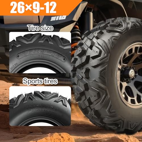 TRIPOWER All Terrain 26x9-12 ATV UTV Tires, Trail Sand Mud Off-Road 26x9x12 Tire, 6-Ply Tubeless, Set of 2 - size: 26x9-12