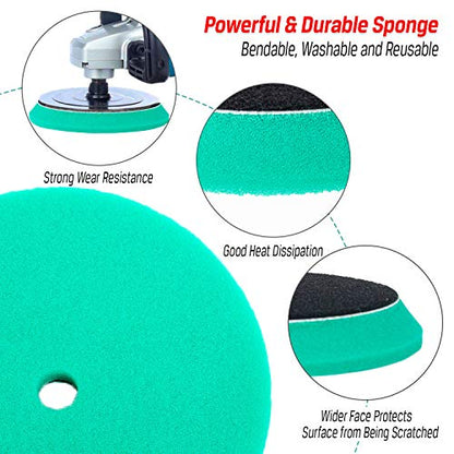 3pcs 7 inch Polishing Pads for Orbital Sander, 7'' Orbital Buffing Pads Hook and Loop Foam Buffer Pad Set for Cutting, Compounding, Polishing and Waxing, almohadillas de pulido para lijadora Orbital - size: 7 inch