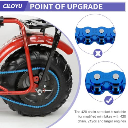 High Torque 60T Sprocket 420 Chain with 90 Link Mini Bike Rear Chain - color: Blue