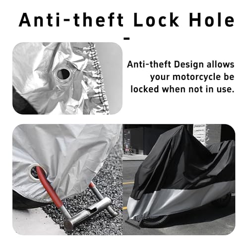 One Waterproof Motorcycle Cover, Heavy Duty Outdoor Motorbike Cover with Lock-Holes, Rain Protection, Fits up to Electric Bicycle & Motorcycles, All Season(230x95x125CM) - size: XL (230x95x125CM)