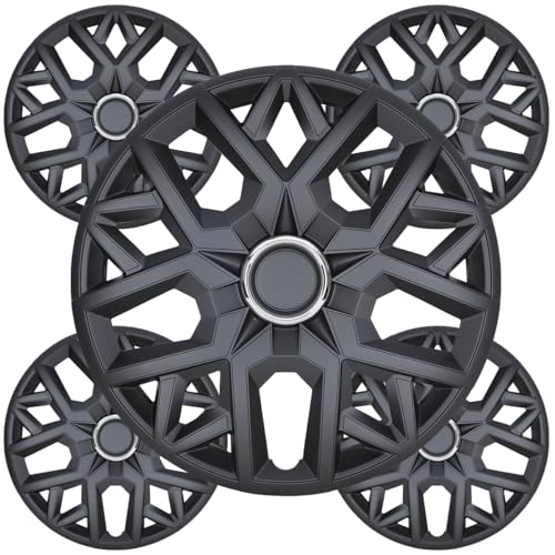 Winjet 14'' Set of 4 Universal Hubcaps Wheel Cover Replacement R14 Hub Caps,PP Material Universal Wheel Rim Cover,Auto Tire Replacement Exterior Cap (14 Inch,Set of 4,Matte Black) - color: Matte Black(5181-BP-14), size: 14 inch