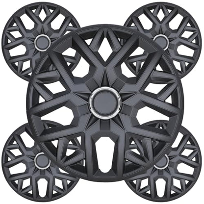 Winjet 14'' Set of 4 Universal Hubcaps Wheel Cover Replacement R14 Hub Caps,PP Material Universal Wheel Rim Cover,Auto Tire Replacement Exterior Cap (14 Inch,Set of 4,Matte Black) - color: Matte Black(5181-BP-14), size: 14 inch