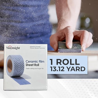 Sunmight Ceramic Film Sandpaper Roll 2.75" x 13.12yd 320G — Hook & Loop Sand Paper Sheets for Auto Body, Car Sanding, Wood, Metal, Longboard Block Tools | Wet Dry Automotive Shop Supplies, Wet Dry Use - size: 320G Grip