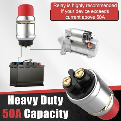 BFXM Push Button Starter Switch, 12V 50A Momentary Push Button Switch - color: red-1