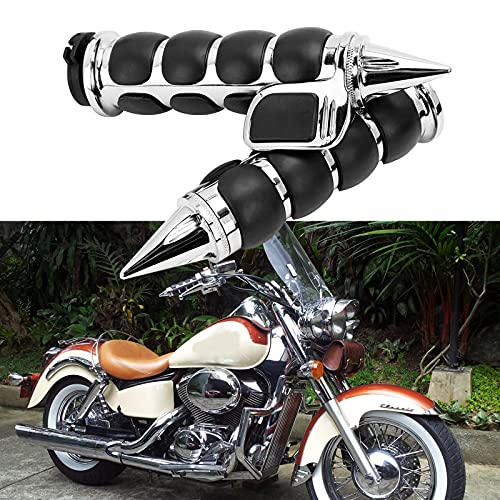Pair of 1" Dual Chrome Motorcycle Bar End Hand Grips Handlebar Compatible with Cruisers Harley Yamaha Suzuki - color: Chrome#3
