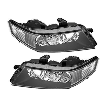 Headlights Assembly LH+RH Replacement for Acura TSX 2004-2005 - color: black