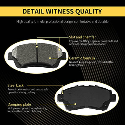 Front and Rear Ceramic Brake Pads Set with Hardware For 2003 2004 2005 2006 2007 Honda Accord, 2012-2015 Civic, Ac-ura ILX