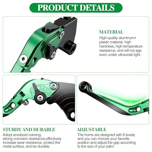 Brake Clutch Lever Set for Z500 Ninja500, Adjustable Levers(Green) - color: Green