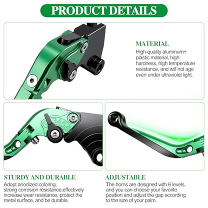 Brake Clutch Lever Set for Z500 Ninja500, Adjustable Levers(Green) - color: Green