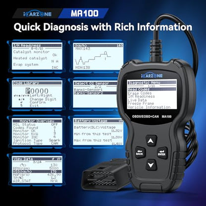 OBD2 Scanner MA100 Professional Car Code Reader Auto OBDII/EOBD/CAN Scan Tool for Check Engine Light Read and Clear Engine Error Codes for All 1996 and Newer OBD2 Protocol Vehicle Plug-Play