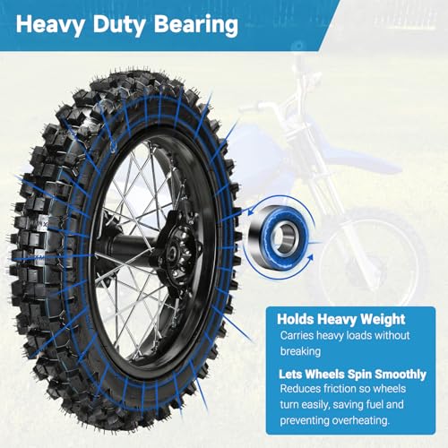 EOPOAYI 3.00-12 80/100-12 Rear Rim Wheel Tire for 110cc 125cc SSR Dirt Bike