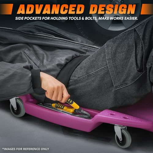 DNA MOTORING 48 Inches Heavy-Duty Low-Profile Roller Automotive Creeper with Padded Headrest, Purple, TOOLS-00239-PR - color: Purple, size: 48 Inches