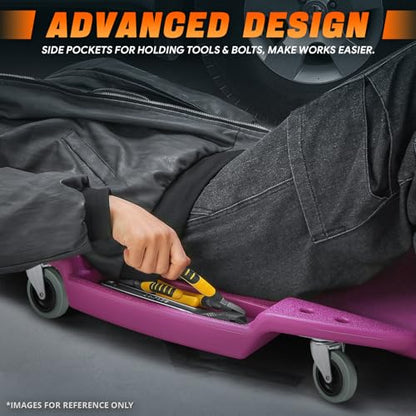 DNA MOTORING 48 Inches Heavy-Duty Low-Profile Roller Automotive Creeper with Padded Headrest, Purple, TOOLS-00239-PR - color: Purple, size: 48 Inches