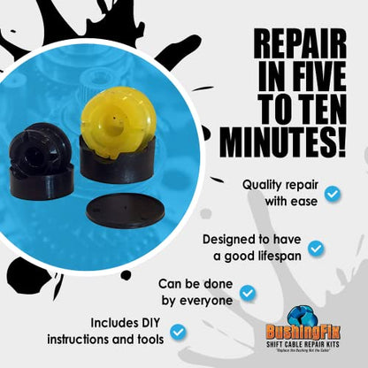 BushingFix FM1KIT Transmission Shift Cable Bushing Repair Kit, Shifter Cable Kit Fits Select Fiat, Jeep, and Mini Models, Manual Transmission Shift Cable Replacement Bushing, Easy Repair Replacement