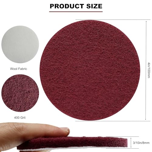 20 PCS 4 Inch 400 Grit Hoop and Loop Scrubber Scouring Pads Drill Scuffing Disc Flocking Scuff Pads, Conditioning Discs Polishing Pads for Furniture Automotive Cleaning, Rust Removal - style: 400 Grit -Red