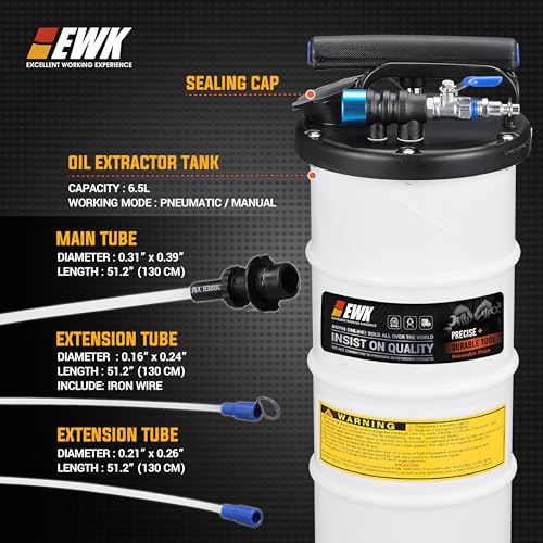 EWK 6.5L Pneumatic/Manual Oil Extractor, Oil Change Pump for Automotive - size: 6.5L