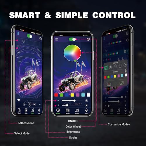 Nilight RGB LED Rock Lights Kit 10 Pods Underglow Multicolor Neon Pod - color: RGB 3LED, size: 10 Pods