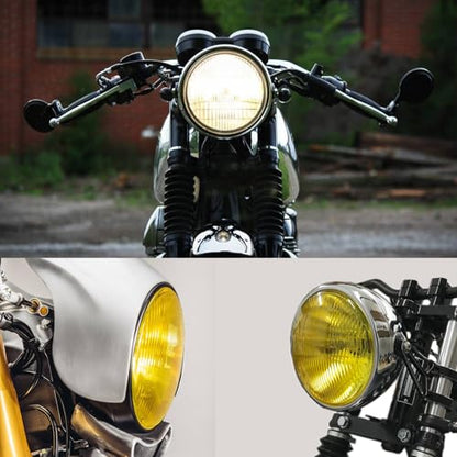 0011 Universal Motorcycle Headlight 5'' Head Lamp Front for Chopper Bobber Cruiser Black Yellow - color: black yellow