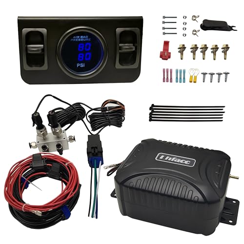 On Board Air Compressor System Air Pump System with Digital Dual Path Air Gauge Paddle Valve Gauge Air Line T Fittings for Trucks Vans