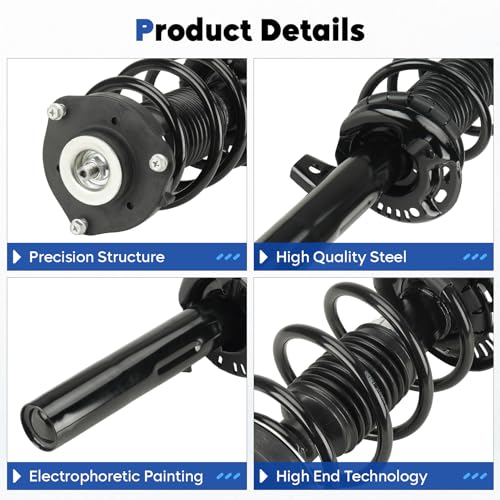 Front Struts Assembly Fit for Jetta 06-17, 09-17 for CC, 06-17 for Passat, 10-14 for Golf, 2012-2017 for Beetle, Shock w/Coil Spring Replace for 172311