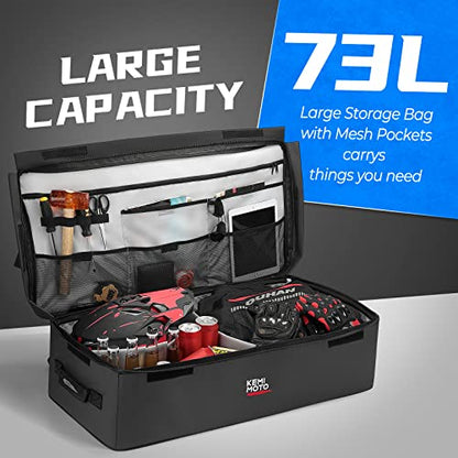 KEMIMOTO ATV Gear Bag for Front Rear Rack, 73L Storage Bag with 12L Cooler - color: Black