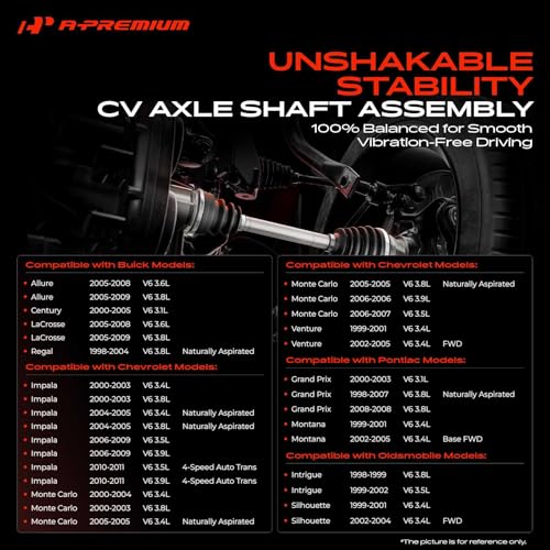A-Premium Set of 2 Front Axle Shaft Assembly
