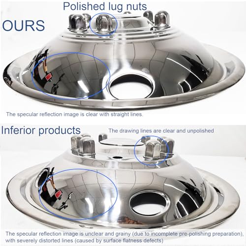 hightall 19.5 Wheel Simulators, 19.5" 10 Lug Stainless Steel Hubcaps,Polished Surface,2Pcs Front Wheel/2Pcs Rear Wheel,Bolts On Wheel Cover Set Compatible with Ford 2005-2025 F450/F550 - size: 19.5" For 2005-2025 F450 F550