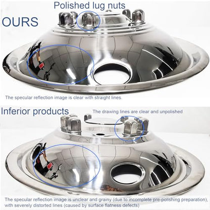 hightall 19.5 Wheel Simulators, 19.5" 10 Lug Stainless Steel Hubcaps,Polished Surface,2Pcs Front Wheel/2Pcs Rear Wheel,Bolts On Wheel Cover Set Compatible with Ford 2005-2025 F450/F550 - size: 19.5" For 2005-2025 F450 F550