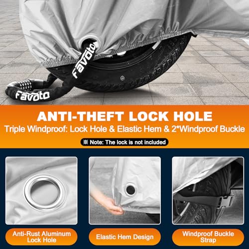 Favoto Motorcycle Cover Waterproof Outdoor All Weather Protection - size: 104"
