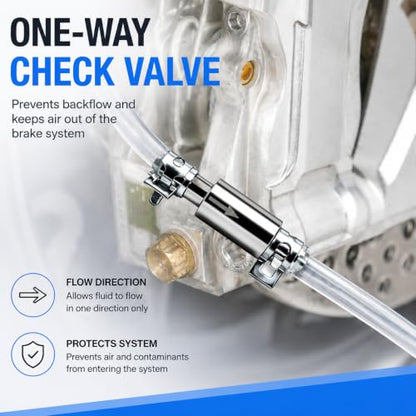 14 Pcs Brake Bleeder Hose Kit,2 Sets One Person Brake Fluid Bleeder Kit, Brake Bleed Hose, Brake Bleeder Check Valve Kit with One Way Check Valve, Tube Bleeding Tool Kit for Motorbike Car Bike