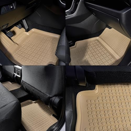 Rezaw-Plast Rubber Floor Mats Compatible with 2000-2007 Mercedes Benz C Class Car Mats All Weather W203 /Sedan/Wagon/Custom Fit Tailored All Season Car Accessories Beige