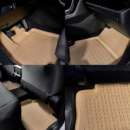 Rezaw-Plast Rubber Floor Mats Compatible with 2000-2007 Mercedes Benz C Class Car Mats All Weather W203 /Sedan/Wagon/Custom Fit Tailored All Season Car Accessories Beige