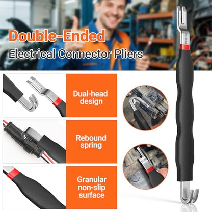 Preciva 3 PCS Electrical Disconnect Pliers, Electrical Connector Pliers for Cars, Automotive Electrical Plug Connectors, Automotive Wire Locking Push Tab - color: Black