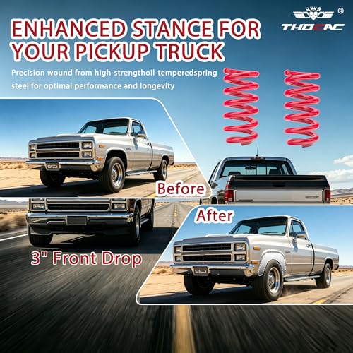3'' Front Lowering Coil Springs Compatible with 1963-1987 Chevy C10 GMC C15 2WD, Bolt-On Powder Coated Drop Coils Front Suspension Kit (Red) - color: red, size: 1963-1987 C10 C15