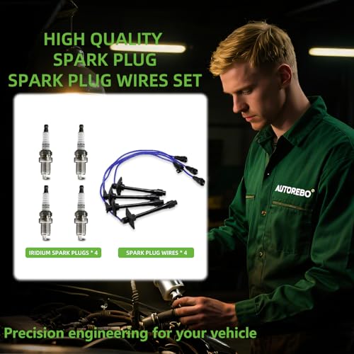 Set of 4 PCS Ignition Spark Plug Wires 90919-22400 RC-TE58 8916 & 4 Iridium Spark Plugs Set Compatible with Toyota Camry Solara RAV4 - L4 2.0L/2.2L,1997 1998 1999 2000 2001# 0080-91110 90919-22386 - size: 8916
