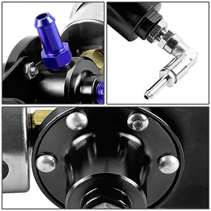 Auto Dynasty 160psi Adjustable Aluminum Fuel Pressure Regulator+Oil Filled Gauge (Black) - color: Black