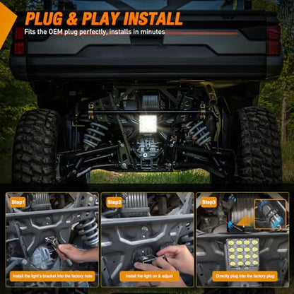 Nilight Ranger Backup Light 48W Flood Reverse Rear Lights Tractor LED Pod Lighting Plug and Play Kit Compatible with Polaris Ranger 1000 XP Crew 2018 2019 2020 2021 2022 2023 2024 - color: 48W Ranger Backup LED Light