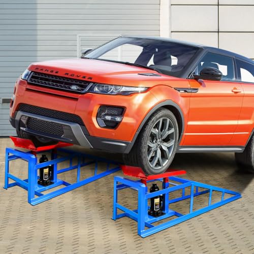2PCS 5T 11060lbs Hydraulic Car Ramps for Home Garage Oil Changes - color: Red Blue