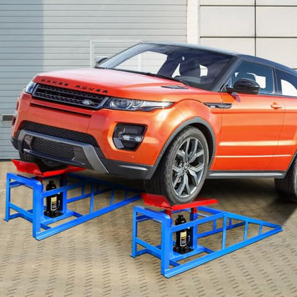 2PCS 5T 11060lbs Hydraulic Car Ramps for Home Garage Oil Changes - color: Red Blue