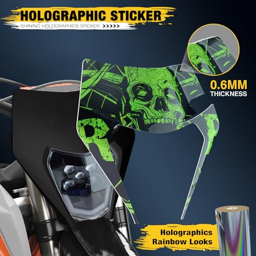 Dirt Bike Led Headlight Motorcycle 2020-2022 Enduro Headlight Kit for EXC EXCF SX SXF XC XCF XCW XCFW (Black-Green Skull) - color: Black-Green Skull