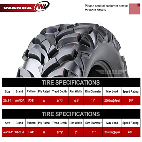 WANDA Set 4 AT MASTER ATV/UTV Tires 23x8-11 Front & 24x10-11 Rear /6PR P341 - size: 23x8-11 & 24x10-11