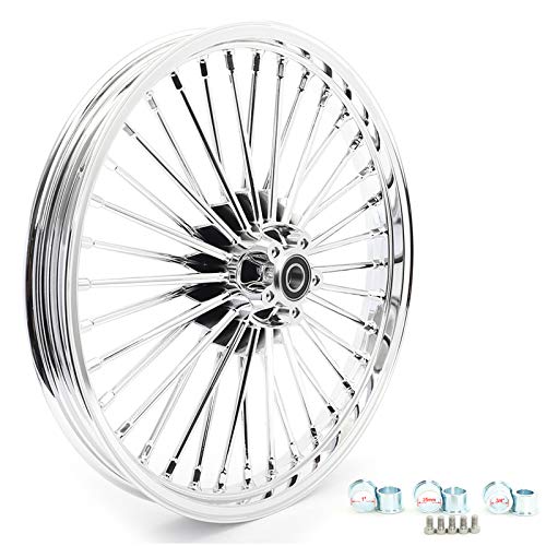 TOFR 21x2.15 18x5.5 Chrome Fat Spoke Wheels For Harley Dyna FXD FXDB 08-17 - color: 21x2.15 18x5.5 Chrome, size: Dyna 2008-2017