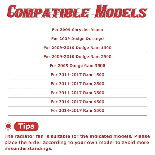PartsFlow Engine Radiator Cooling Fan Blade For Chrysler Dodge Suv Pickup 5.7L 6.4L 620-057 - color: For Dodge
