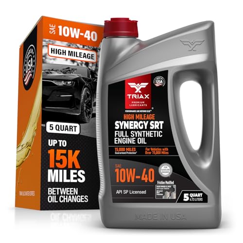 TRIAX Synergy SRT 10W-40 - Full Synthetic, Friction Modified Engine Oil - 20K Miles, API SP Licensed, 3x Wear Protection - Nano Boron and Moly Friction Modified (5 Quart) - size: 5 Quart