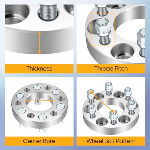 OCPTY 6x4.5 to 6x4.5 Wheel Spacers Adapters 1 inch Real Forged Spacers with 1/2" ThreadSize 71.5mm Hub Bore fits 1991-2003 for Dakota 2PCS