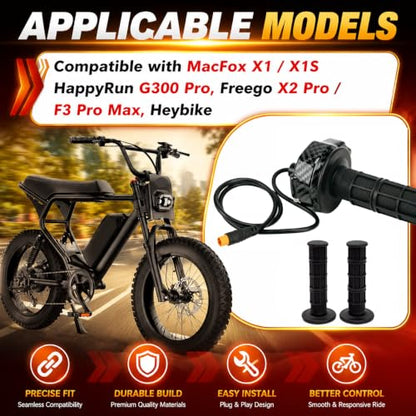 Full Twist Throttle for Macfox, Surron Throttle Grip for HappyRun Qlife - color: Charcoal