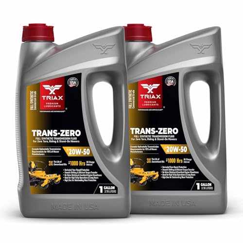 TRIAX Trans-Zero 20W-50 Full Synthetic Hydrostatic Transmission Oil | For Zero-Turn, Riding, and Stand-On Lawn Mowers | Unrivaled Year-Round Protection (2 Gallon Pack) - size: 2 Gallon Pack