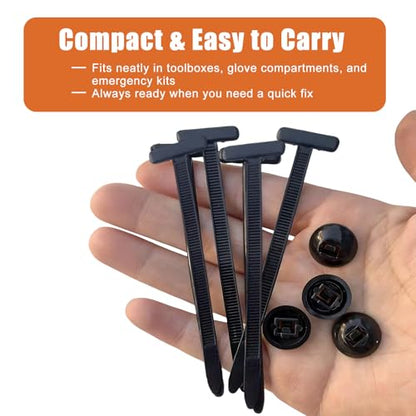 100PCS Snap-fit Nylon Fastening Clip for Car Repairs, Nylon Universal Cable Tie Buckle, Heavy Duty Self-Locking Zip Ties Holder Tools with Pin & Button Design, Fasteners Car Body