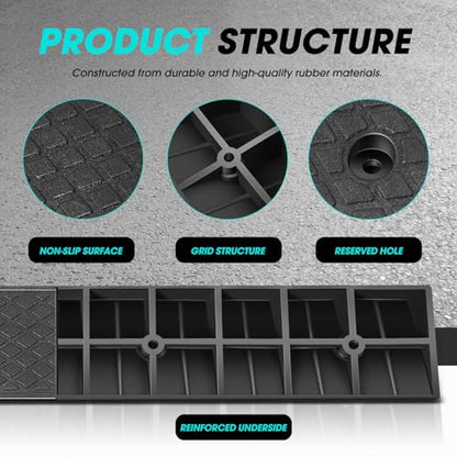 DNA Motoring 2pcs 2.1" Rise Rubber Curb Ramp Heavy Duty Loading Driveway Ramp Threshold Ramps 38.6" W x 5.9" D x 2.1" H for Loading Dock, Warehouse, Motorcycles, Cars, TOOLS-00643 - style: 2.1 in 2pcs